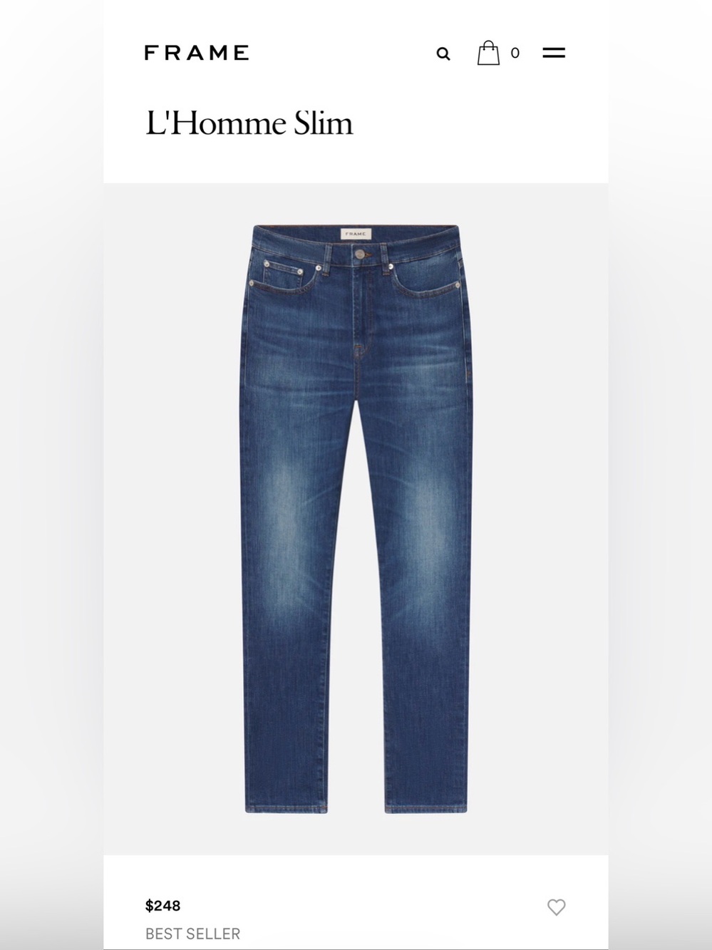 Frame Denim L'Homme Slim Jeans - Classic Indigo Blue